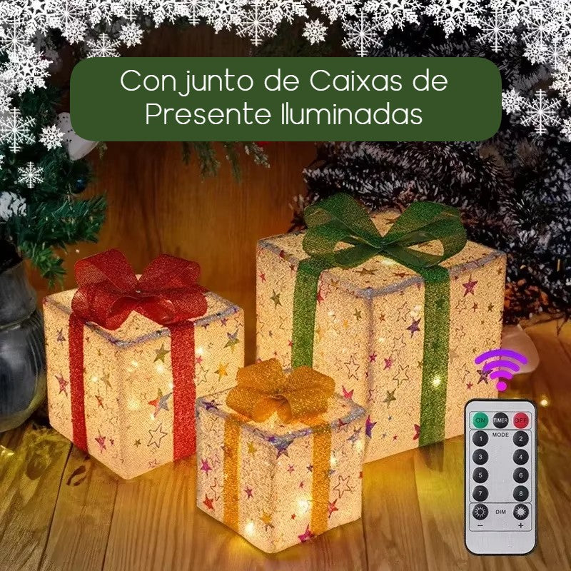 Caixas de Presente Iluminadas - 3 Peças