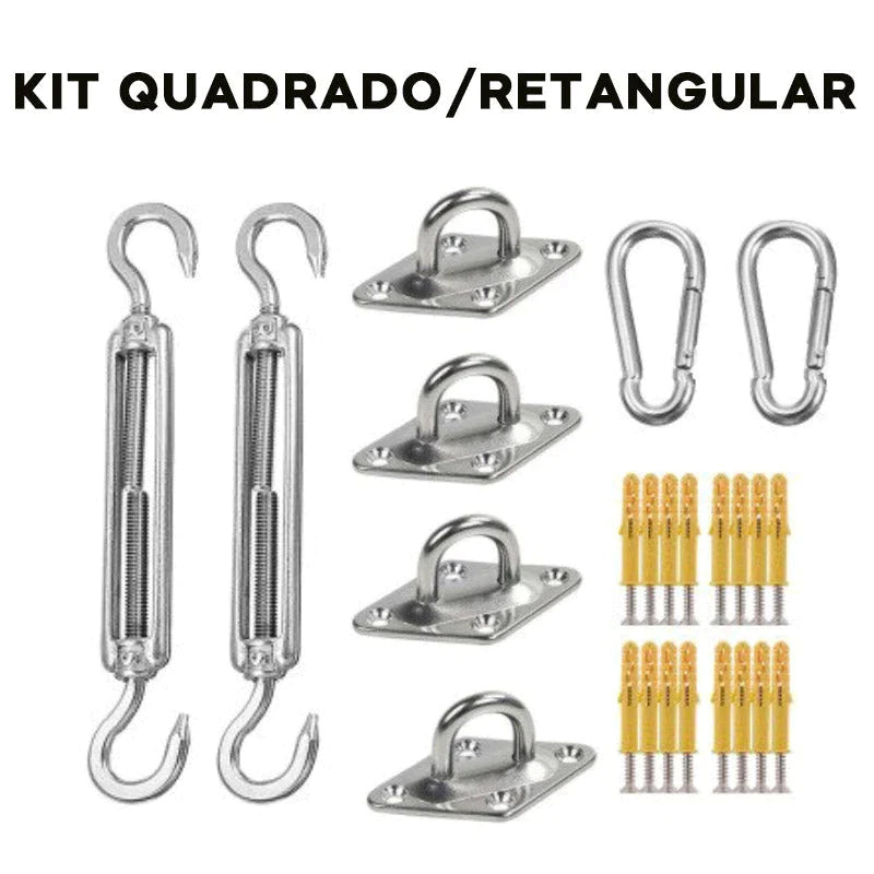 Tela de Sombreamento Anti-UV - Retangular/Quadrada + Kit de Instalação