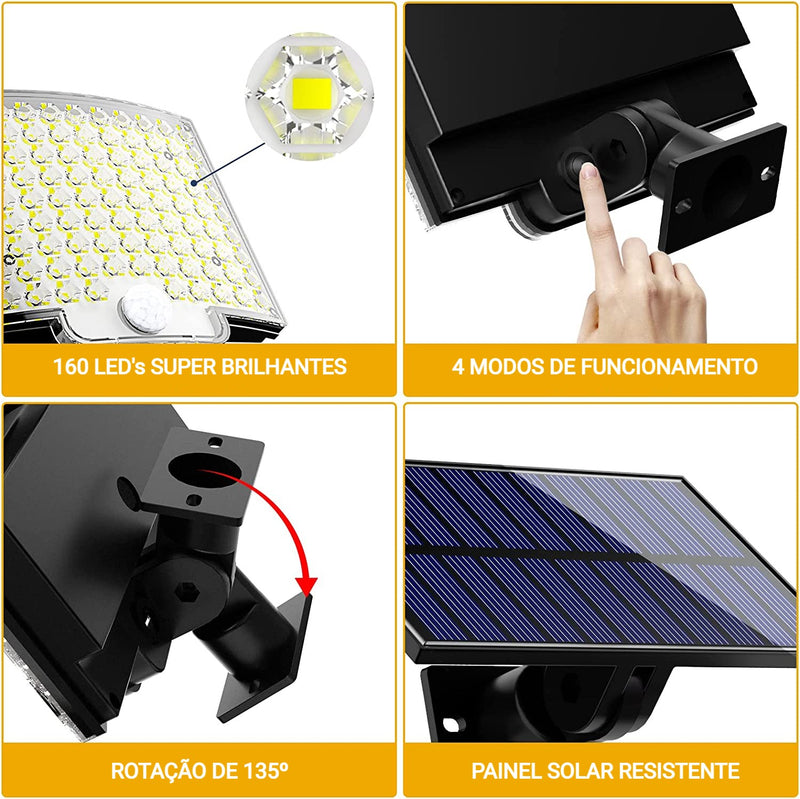 Refletor Solar 106 LED's - Sensor de Movimento